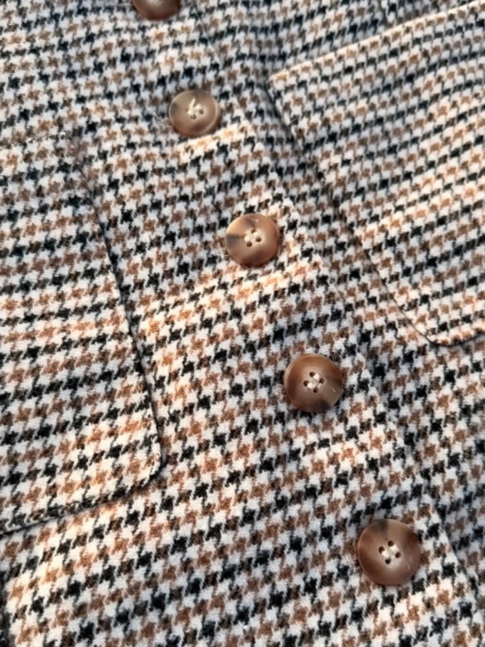 Joie Medium Houndstooth Plaid Button-Front Dark Academia Mini Skirt Wool Blend - Picture 5 of 11